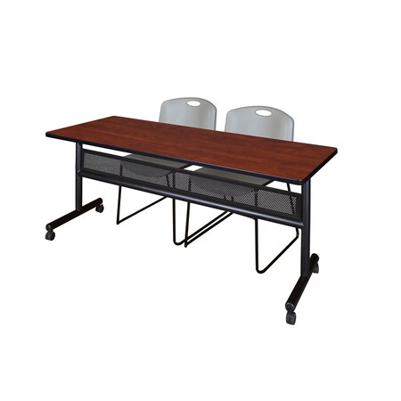 Kobe Rectangle FlipTop Table, 72" W, 29" H, Laminate Top, Cherry MKFTM7224CH44GY
